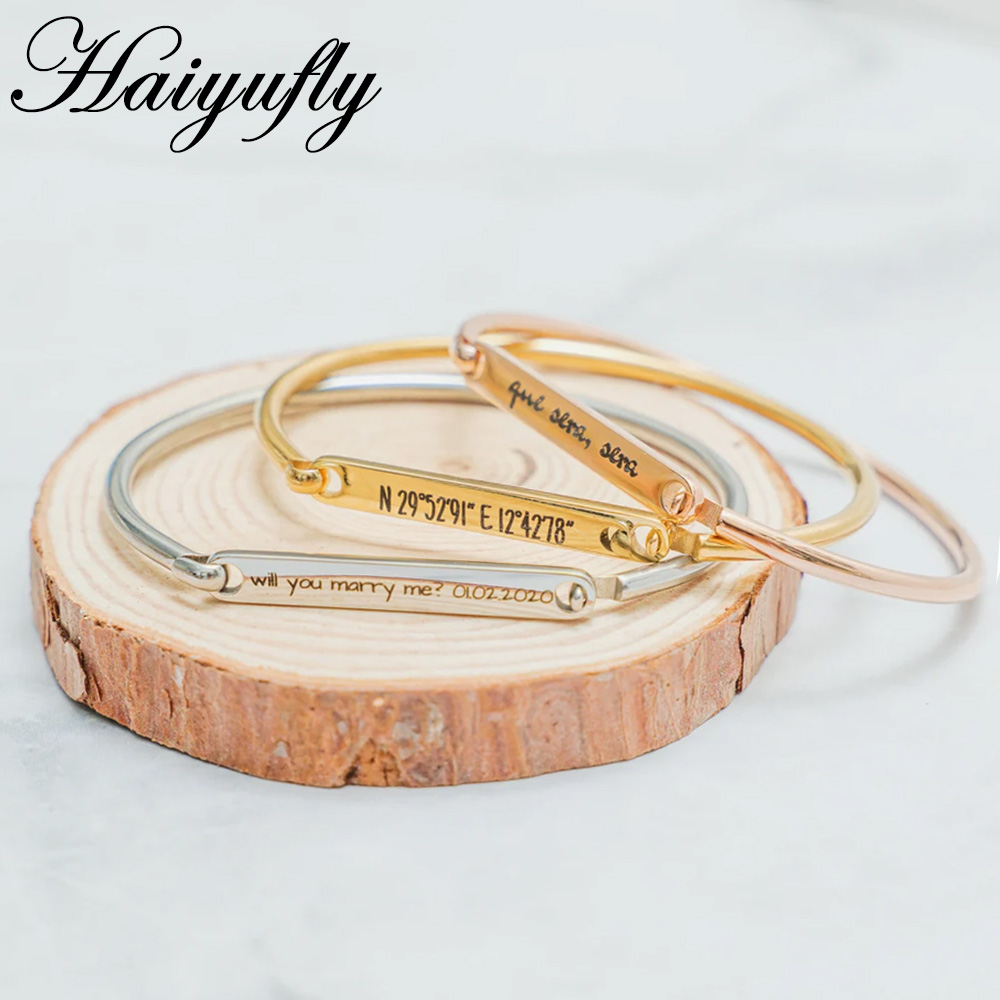 Coordinates Bracelet - Haiyufly-pulsera de herradura con grabado de